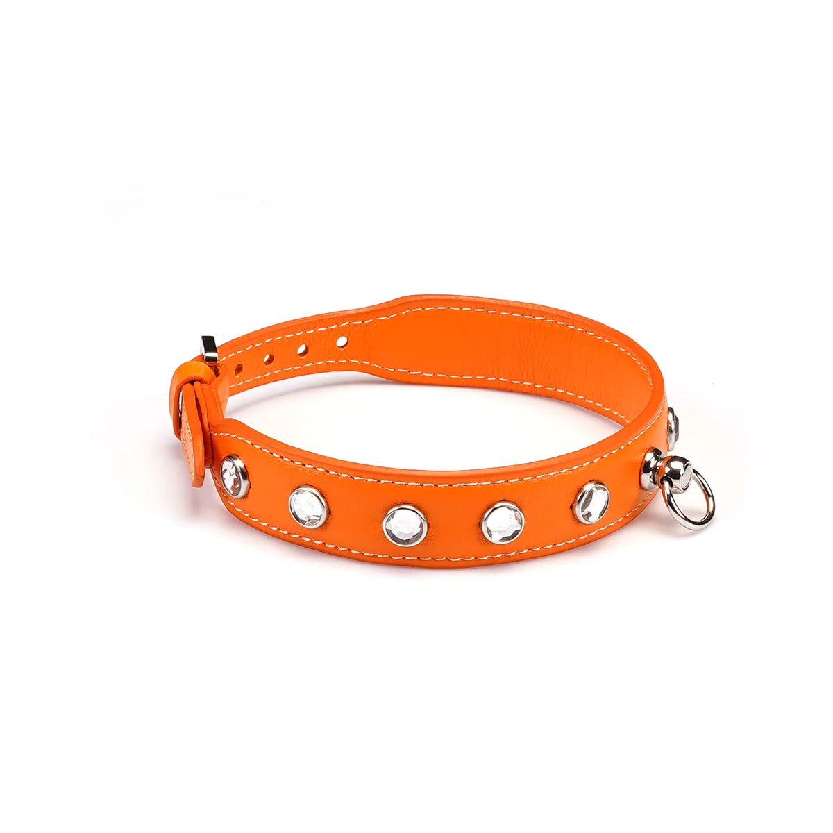 LIEBE SEELE PREMIUM LEDER CHOKER MIT DIAMANTEN ORANGE