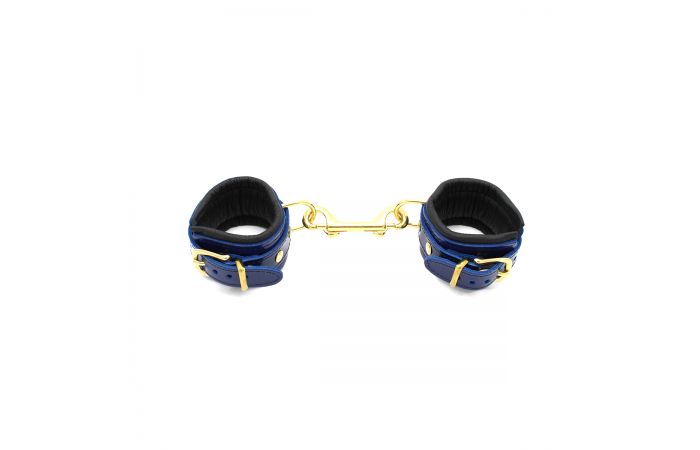 Blue Leather Handcuffs