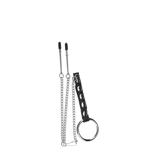 BLUE LINE C&B GEAR Penisring mit Nippelpinzette