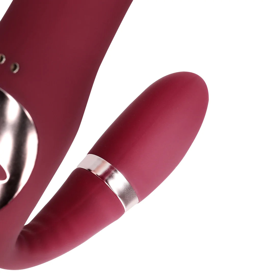 Loveline Biegbarer vibrierender trägerloser Strap-on - Merlot Grape