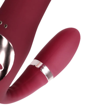 Loveline Biegbarer vibrierender trägerloser Strap-on - Merlot Grape