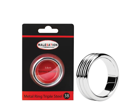 MALESATION Metal Ring Triple Steel 38