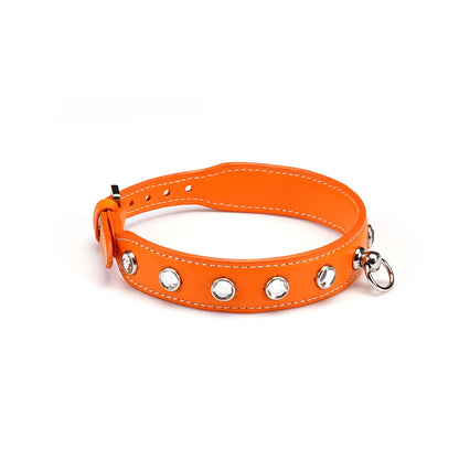 LIEBE SEELE PREMIUM LEDER CHOKER MIT DIAMANTEN ORANGE