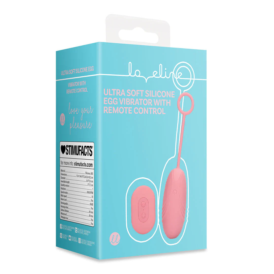 Loveline Ultra Soft Silicone Egg Vibrator with Remote Control - Pink Arabesque
