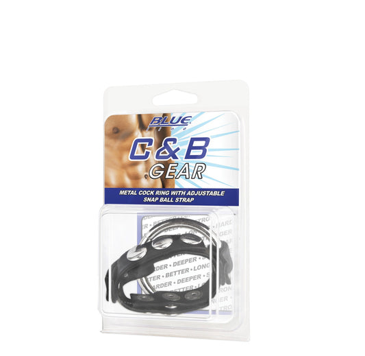 BLUE LINE C&B GEAR Cockring aus Metall mit Einstellung. Schnappkugelriemen
