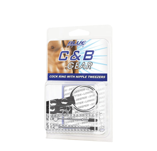 BLUE LINE C&B GEAR Penisring mit Nippelpinzette