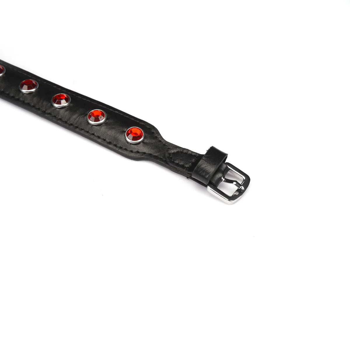 LIEBE SEELE PREMIUM LEDER CHOKER MIT DIAMANTEN SCHWARZ