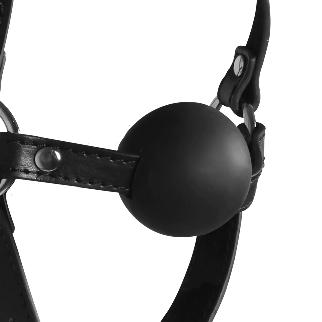 Ouch! Kopfgeschirr mit verbundenen Augen mit solidem Ballknebel