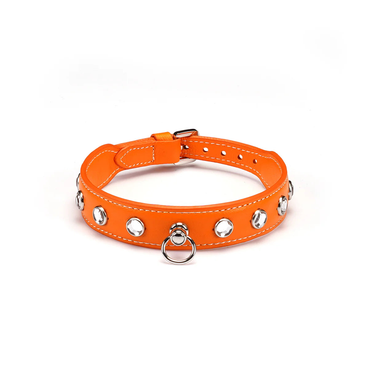 LIEBE SEELE PREMIUM LEDER CHOKER MIT DIAMANTEN ORANGE