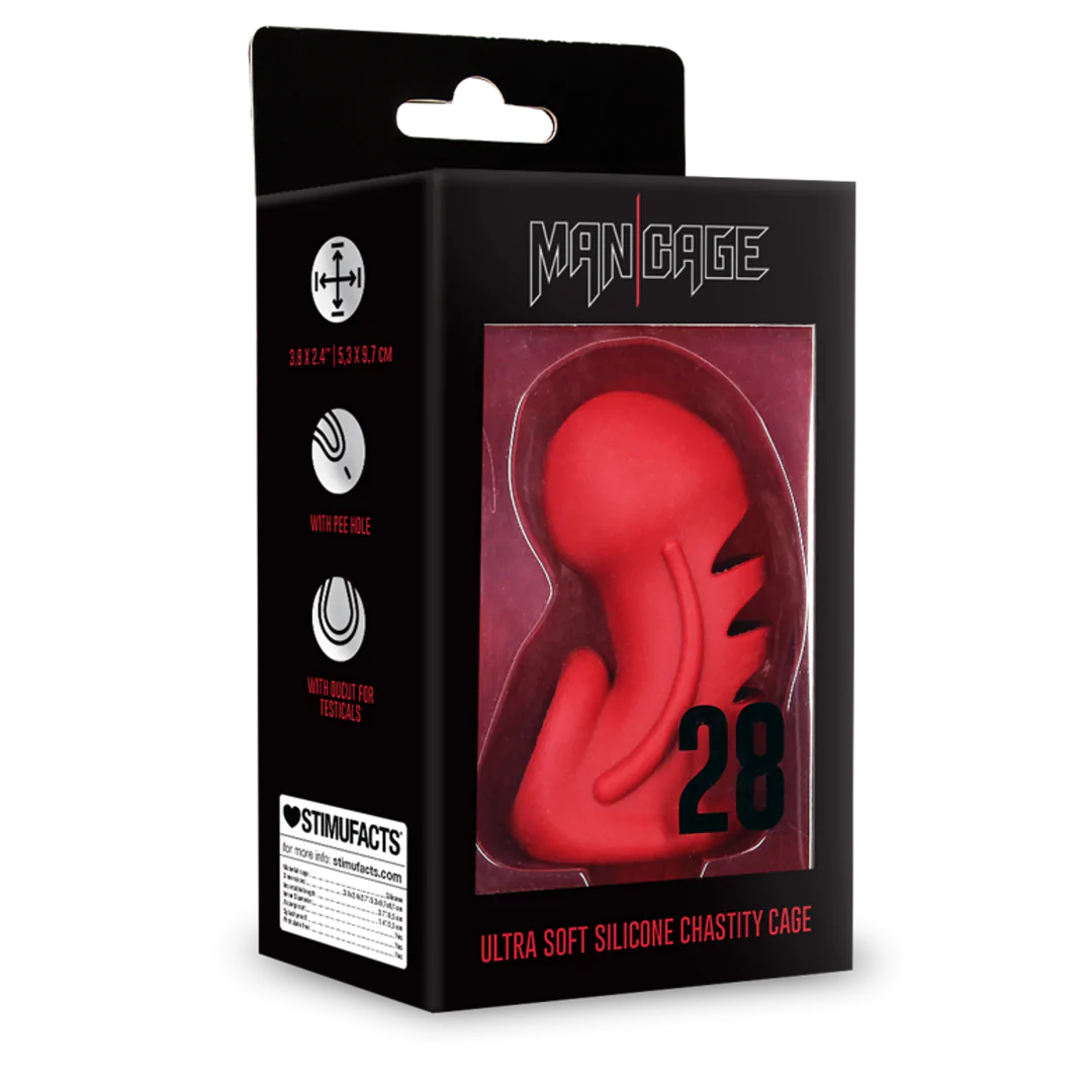 Model 28 - Ultra Soft Silicone Chastity Cage - Red
