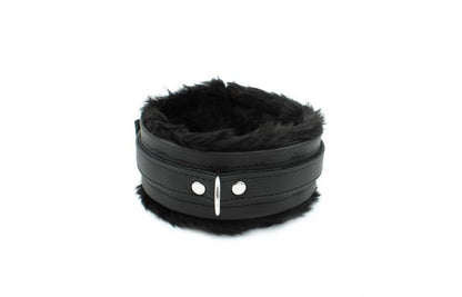 Fluffy Inside Black Leather Collar