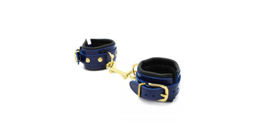 Blue Leather Handcuffs