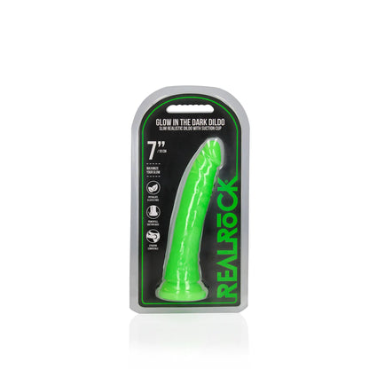 Slim Realistic Dildo with Suction Cup - Glow in the Dark - 9'' / 22,5 cm