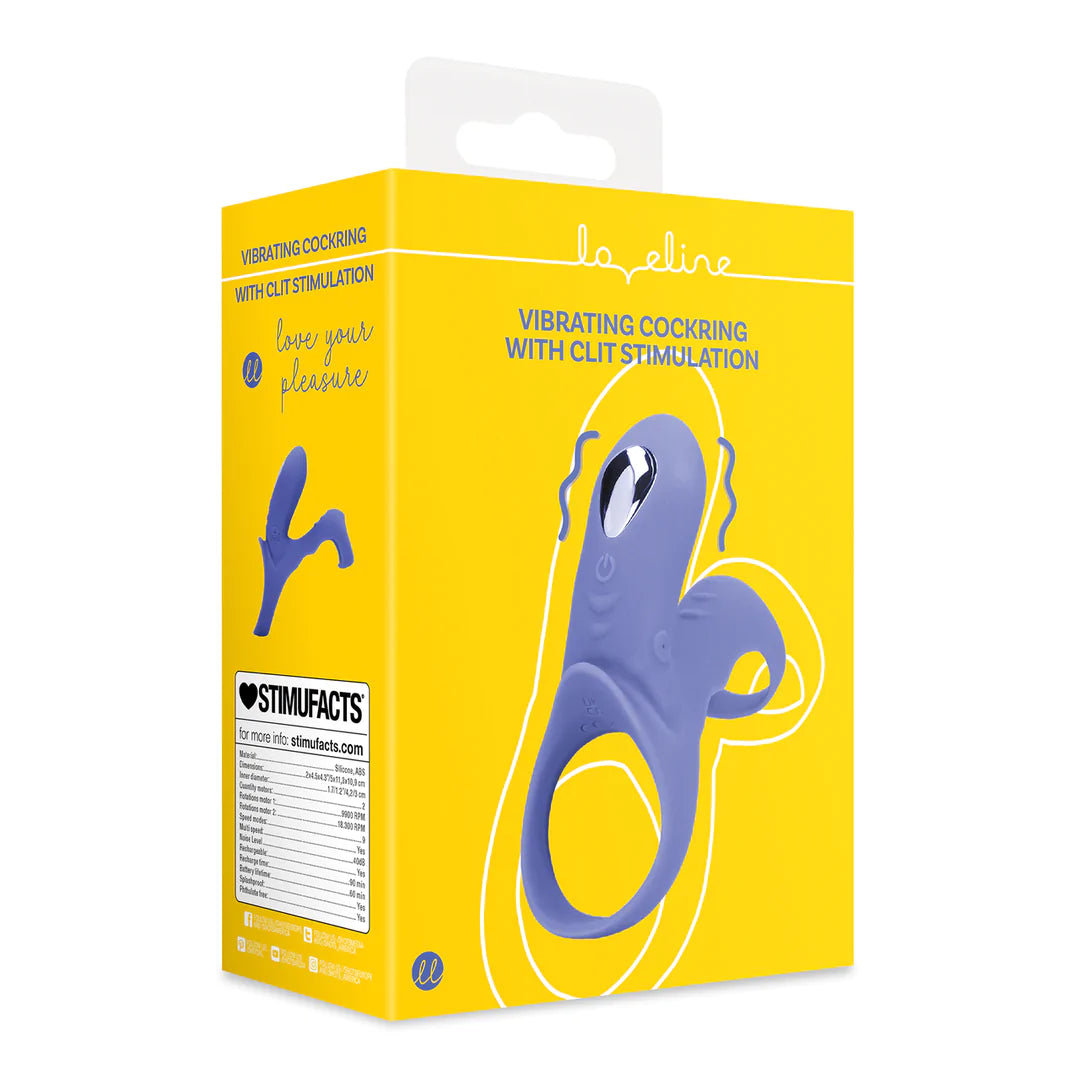 Loveline Vibrating Cockring with Clit Stimulation - Tamiya Blue