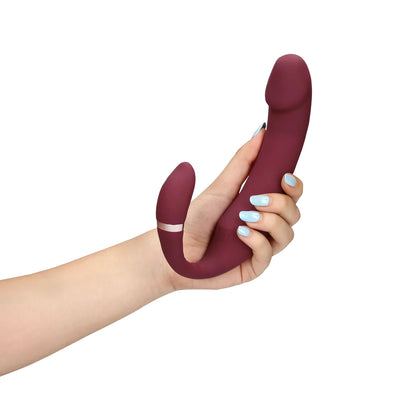 Loveline Biegbarer vibrierender trägerloser Strap-on - Merlot Grape