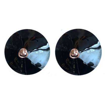 Kinky Diva – Hochglänzende Pasties + Ring Schwarz/Roségold