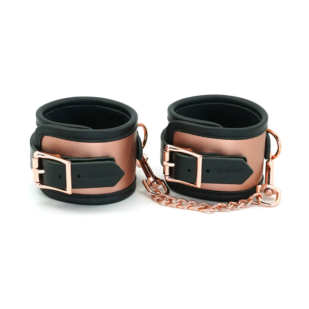 ROSE GOLD MEMORY: KNÖCHELMANSCHETTEN AUS LEDER MIT KUNSTPELZFUTTER