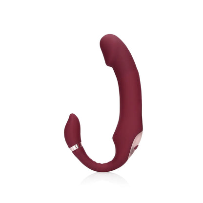 Loveline Biegbarer vibrierender trägerloser Strap-on - Merlot Grape