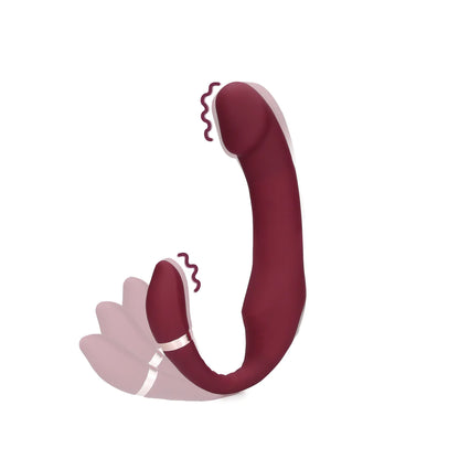 Loveline Biegbarer vibrierender trägerloser Strap-on - Merlot Grape