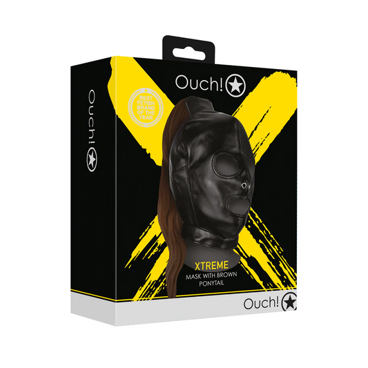 Ouch! Maske mit braunem Pferdeschwanz