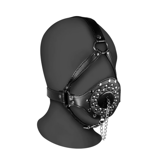 Ouch ! Offener Mund Gag Kopf Harness mit Stecker Stopper