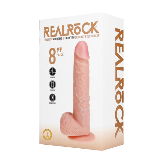 Vibrating and Thrusting Straight Cock with Balls - 8" / 20,5 cm
