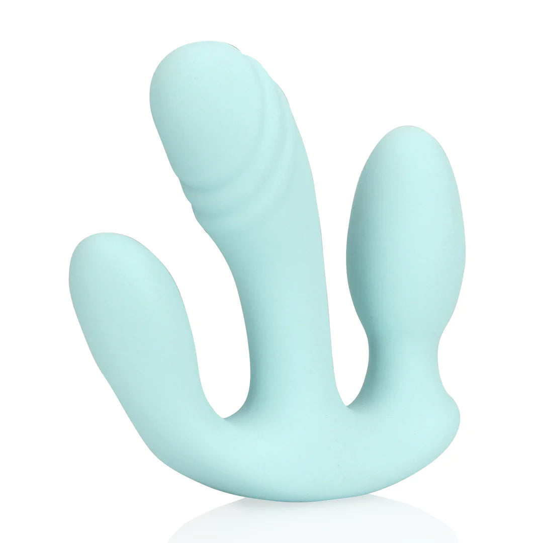 Loveline Three-In-One Liquid Silicone Vibrator - Breezy Blue