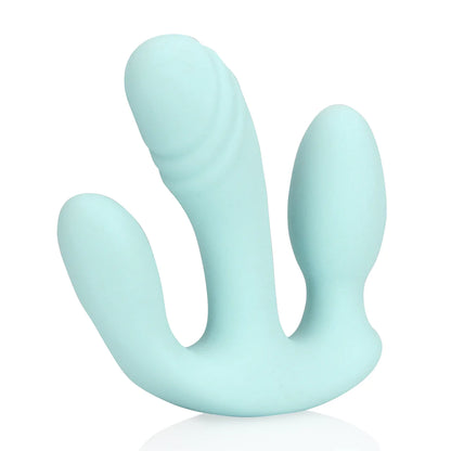 Loveline Three-In-One Liquid Silicone Vibrator - Breezy Blue