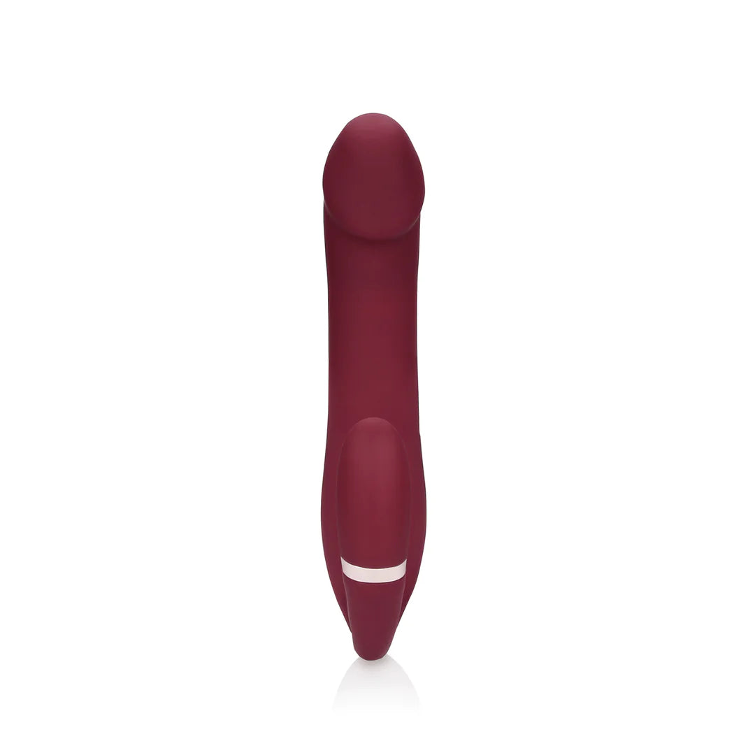 Loveline Biegbarer vibrierender trägerloser Strap-on - Merlot Grape
