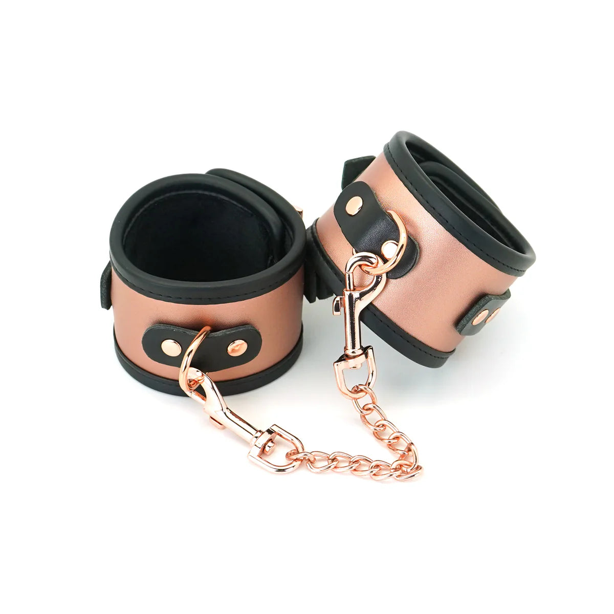 ROSE GOLD MEMORY: KNÖCHELMANSCHETTEN AUS LEDER MIT KUNSTPELZFUTTER
