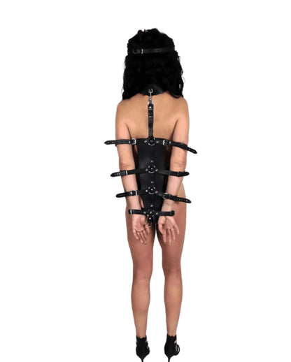 HOCHWERTIGES BDSM-HALSFESSEL-ARMSYSTEM AUS ECHTEM LEDER