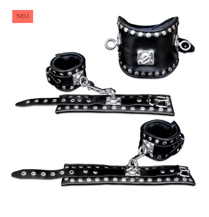 Komplett Set schwarz mit drehbaren Edelstahlringen