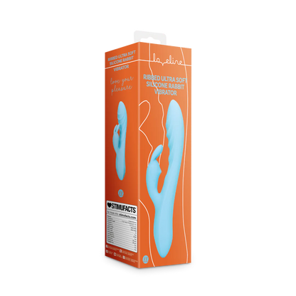 Loveline Gerippter ultraweicher Silikon-Kaninchen-Vibrator - Glacial Blue