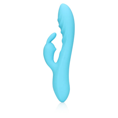 Loveline Gerippter ultraweicher Silikon-Kaninchen-Vibrator - Glacial Blue