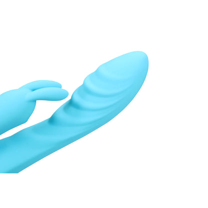 Loveline Gerippter ultraweicher Silikon-Kaninchen-Vibrator - Glacial Blue