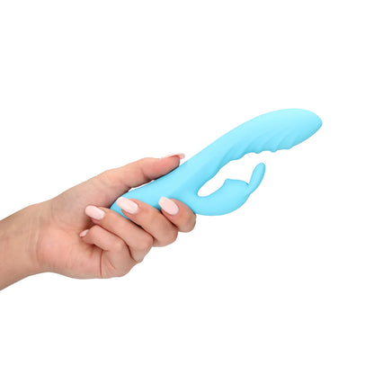 Loveline Gerippter ultraweicher Silikon-Kaninchen-Vibrator - Glacial Blue