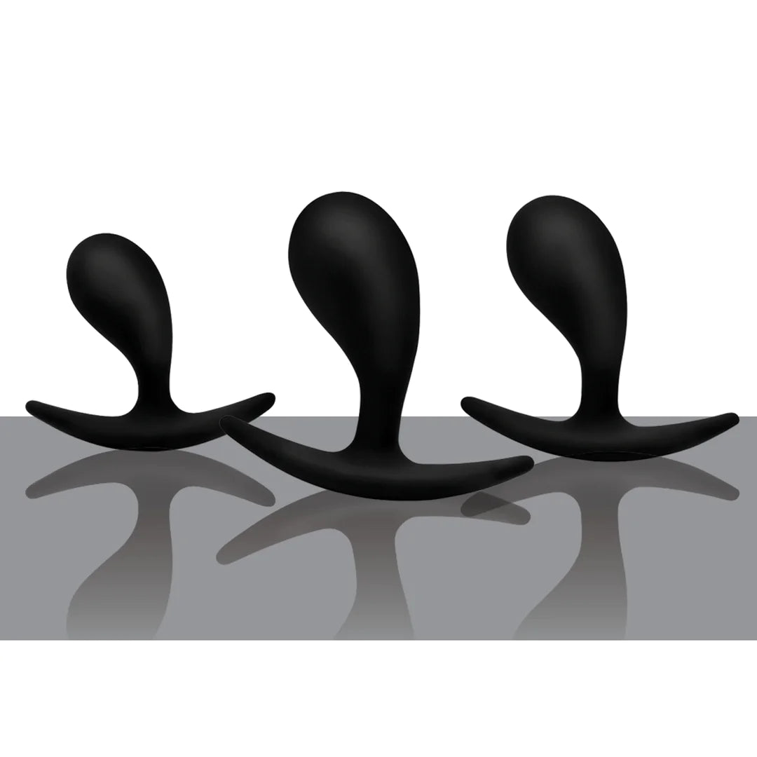 Dark Droplets - 3-teiliges gebogenes Anal-Trainer-Set - Schwarz