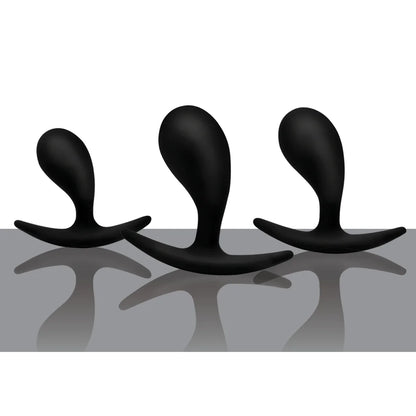 Dark Droplets - 3-teiliges gebogenes Anal-Trainer-Set - Schwarz