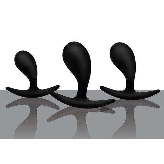 Dark Droplets - 3-teiliges gebogenes Anal-Trainer-Set - Schwarz