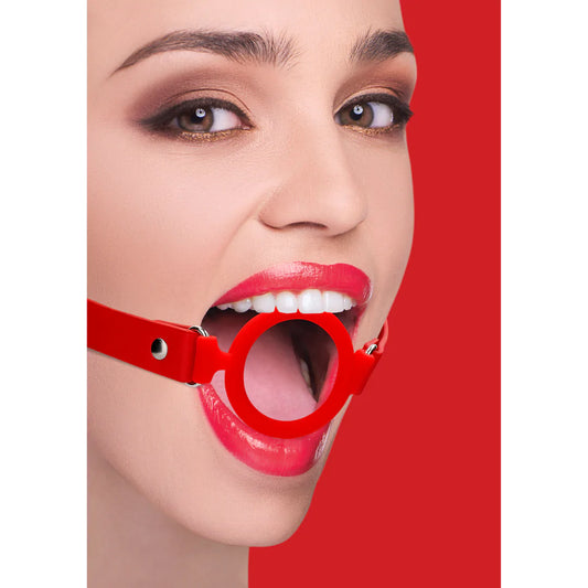 Silikon Ring Gag mit Lederbändern