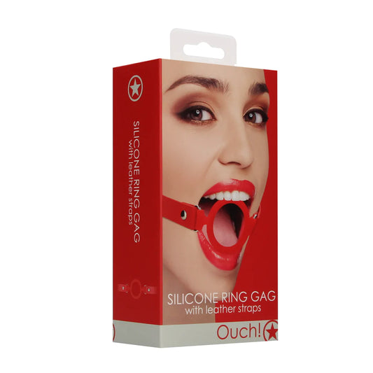 Silikon Ring Gag mit Lederbändern